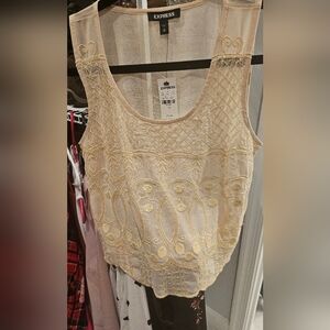 Express Beige Embroidered Blouse